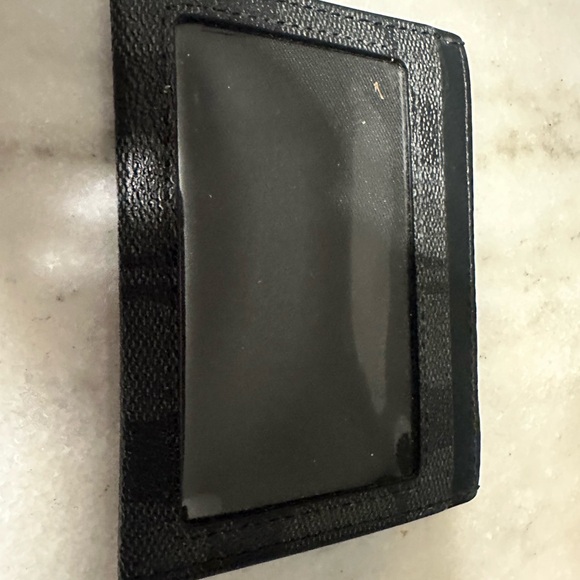 Coach Black Key Card Holder with Textured Leather